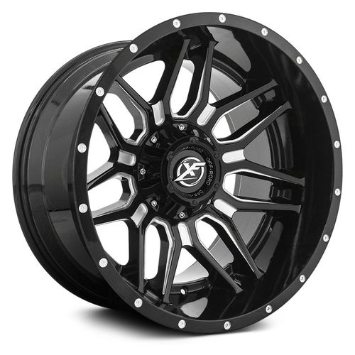 XF OFFROAD XF-222 Gloss Black Milled 20x9 +12 8x165.1/8x170 125.2