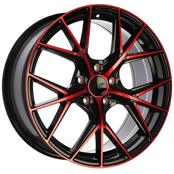 DAI Wheels A-SPEC Gloss Black - Machined Face - Red Face 15x6.5 +40 5x114.3 67.1