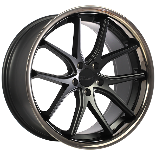 720 Luxury VANQUISH Satin Black - Black Stainless Lip 19x9.5 +35 5x112 66.6