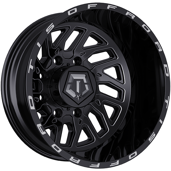 TIS Wheels 544 Gloss Black - Milled Edge 22x8.2 -198 8x165.1 121.7