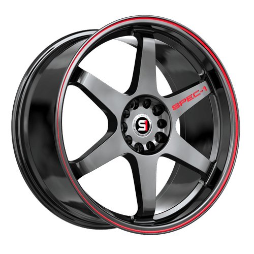 SPEC-1 RACING SPT-33 Gloss Black / Red Line 18x8.5 +38 5x114.3/5x120 73.1