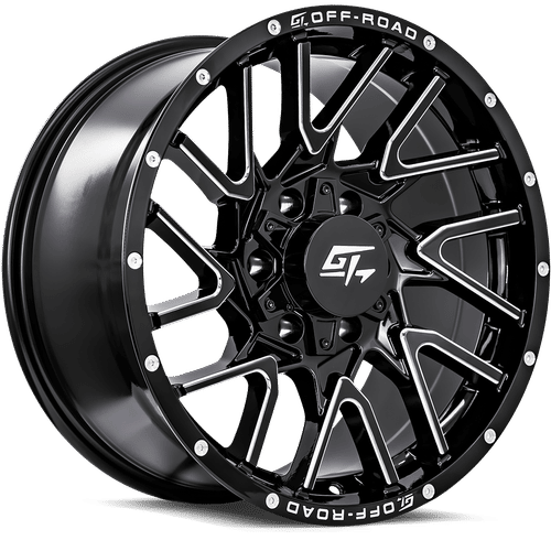 GT OFFROAD AGGRESSION Gloss Black Milled 17x9 +12 5x127/5x139.7 78.1