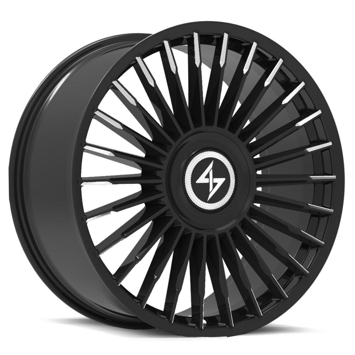 SENTALI LUXX ROYALE Gloss Black Milled Tips 24x10 +20 6x135/6x139.7 106.1