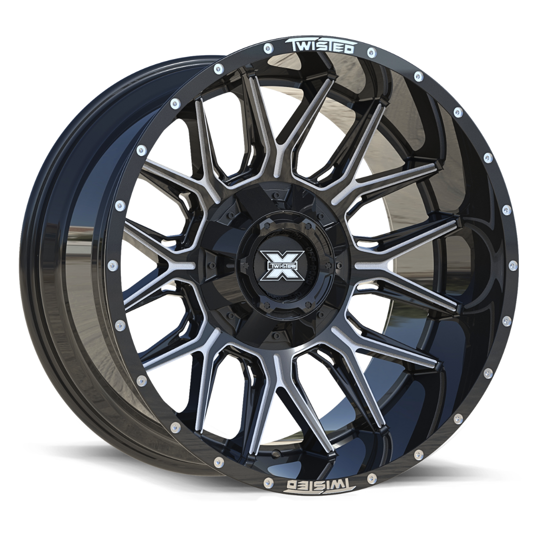 TWISTED OFF-ROAD TW1 Gloss Black Milled 22x12 -44 8x165.1/8x170 0