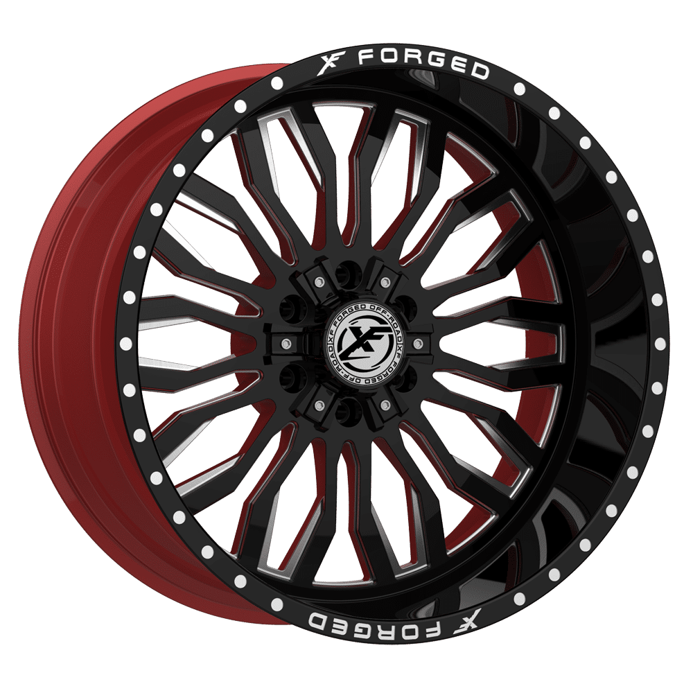 XF OFFROAD XFX-305 Gloss Black Milled W/Red Inner 24x14 -76 6x135/6x139.7 106.4