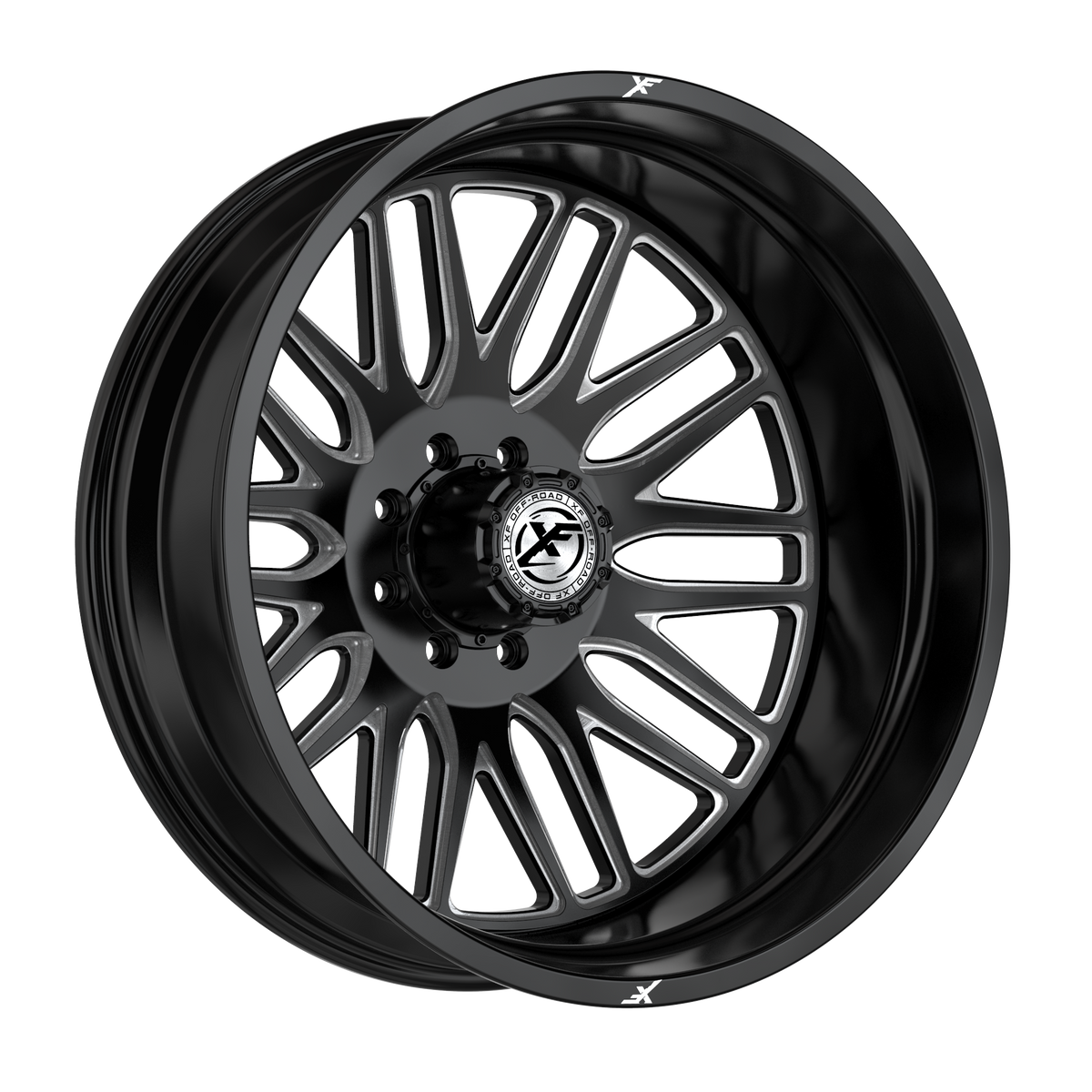 XF OFFROAD XF-240 Gloss Black Milled 22x10 -18 8x165.1/8x170 125.2