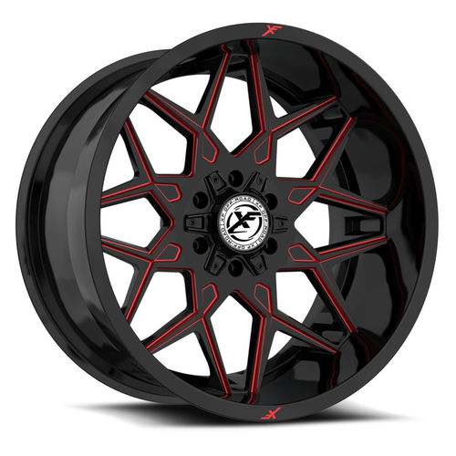 XF OFFROAD XF-238 Gloss Black Milled Red 18x9 +0 6x135/6x139.7 106.4