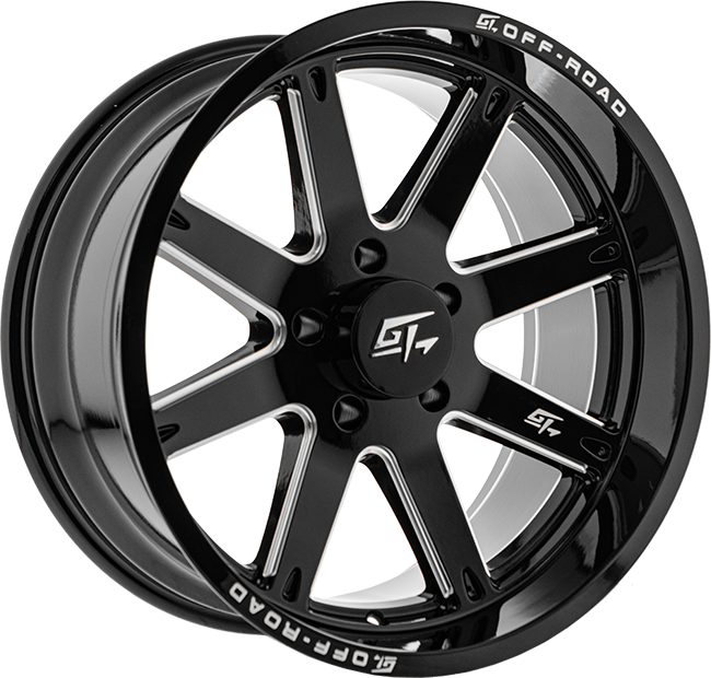GT OFFROAD INVASION Gloss Black Milled 24x12 -44 6x135 87.1