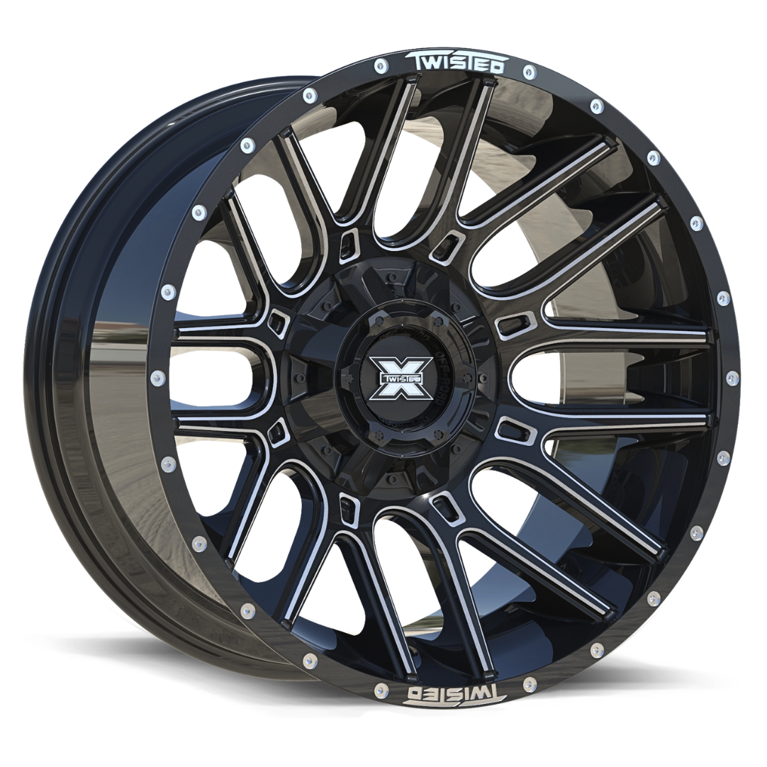 TWISTED OFF-ROAD TW3 Gloss Black Milled 22x10 -18 6x135/6x139.7 0