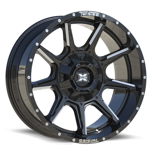 TWISTED OFF-ROAD TW2 Gloss Black Milled 22x12 -44 8x165.1/8x180 0