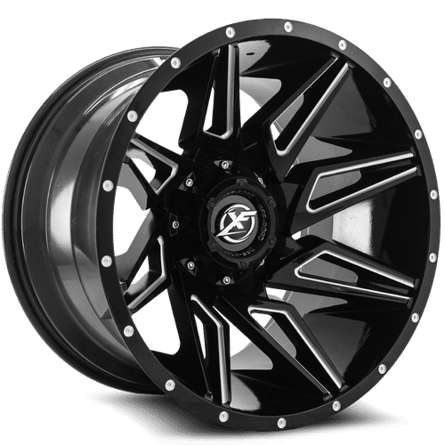 XF OFFROAD XF-218 Gloss Black Milled 20x10 -24 8x165.1/8x170 125.2