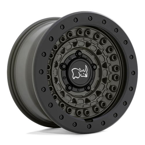 Black Rhino Hard Alloys BARRICADE Olive Drab Green W/ Black Rock Guard 18x9 +0 6X114.3 76.1