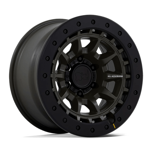 Black Rhino Hard Alloys BR016 TUSK Olive Drab Green W/ Black Rock Guard 17x8.5 -10 6X135 87.1