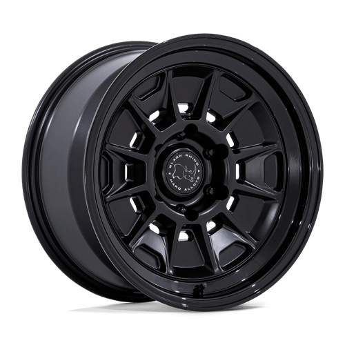 Black Rhino Hard Alloys BR021 MONDO Matte Black W/ Gloss Black Lip 17x8.5 -10 6X139.7 106.1