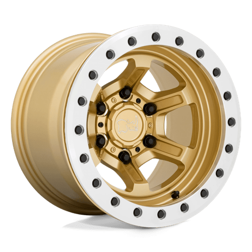 Black Rhino Hard Alloys OFFSHOOT BEADLOCK Gloss Gold W/ Machined Ring 15x10 -38 6X139.7 112.1