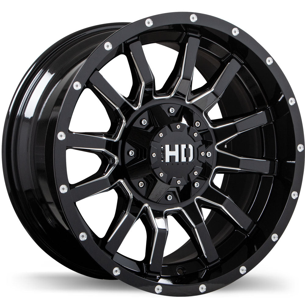 Fast HD TRAXX Gloss Black with Milled Trim 20x10.0 -15 8x180 125