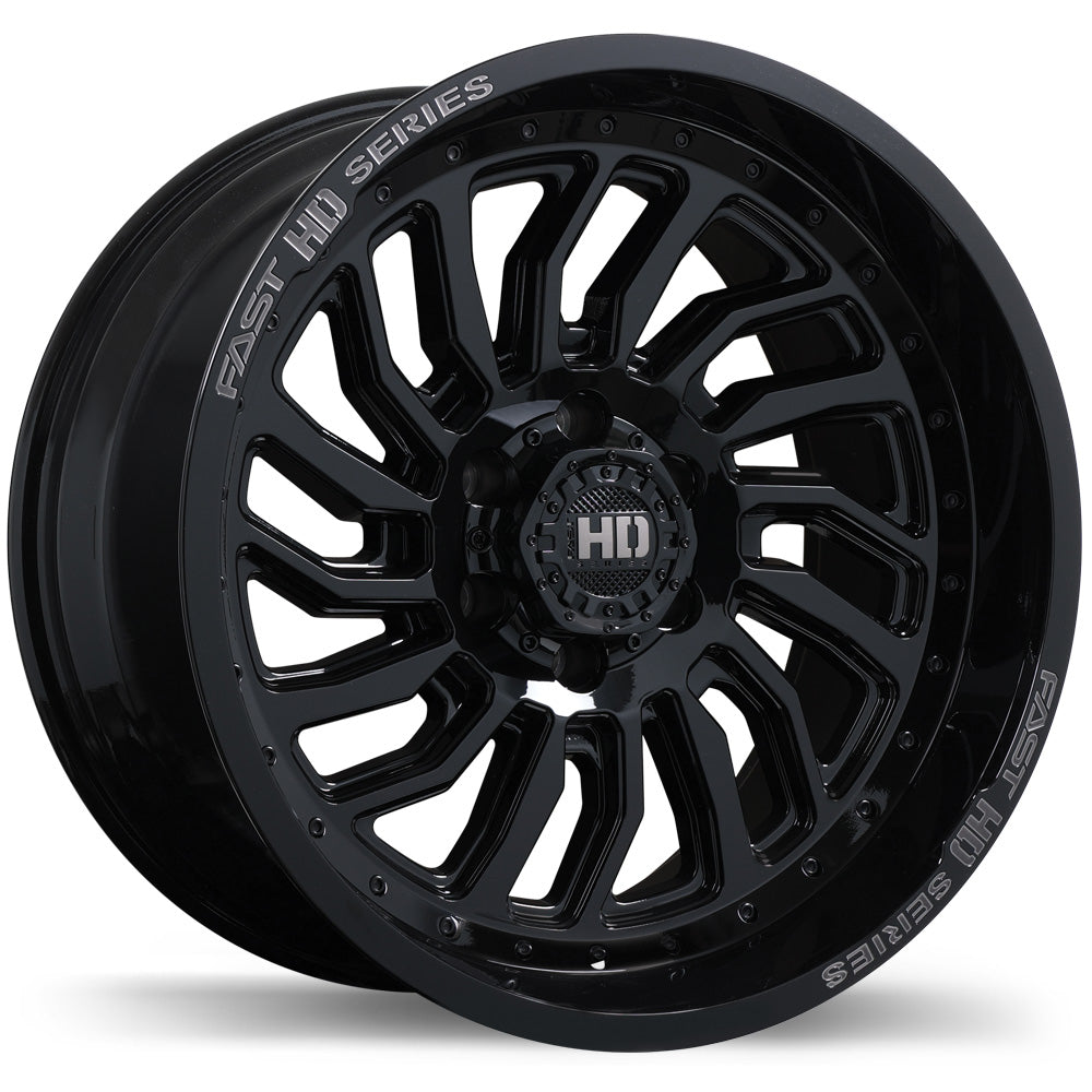 Fast HD D-STRUCT Gloss Black with Grey Milling 20x10.0 -15 6x139.7 84.2