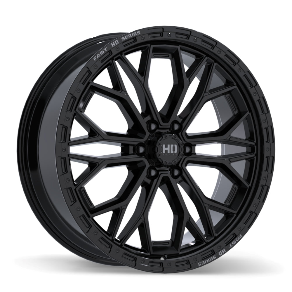 Fast HD Muramasa Gloss Black with Grey Milling 24x9.5 +44 6x135 87.1