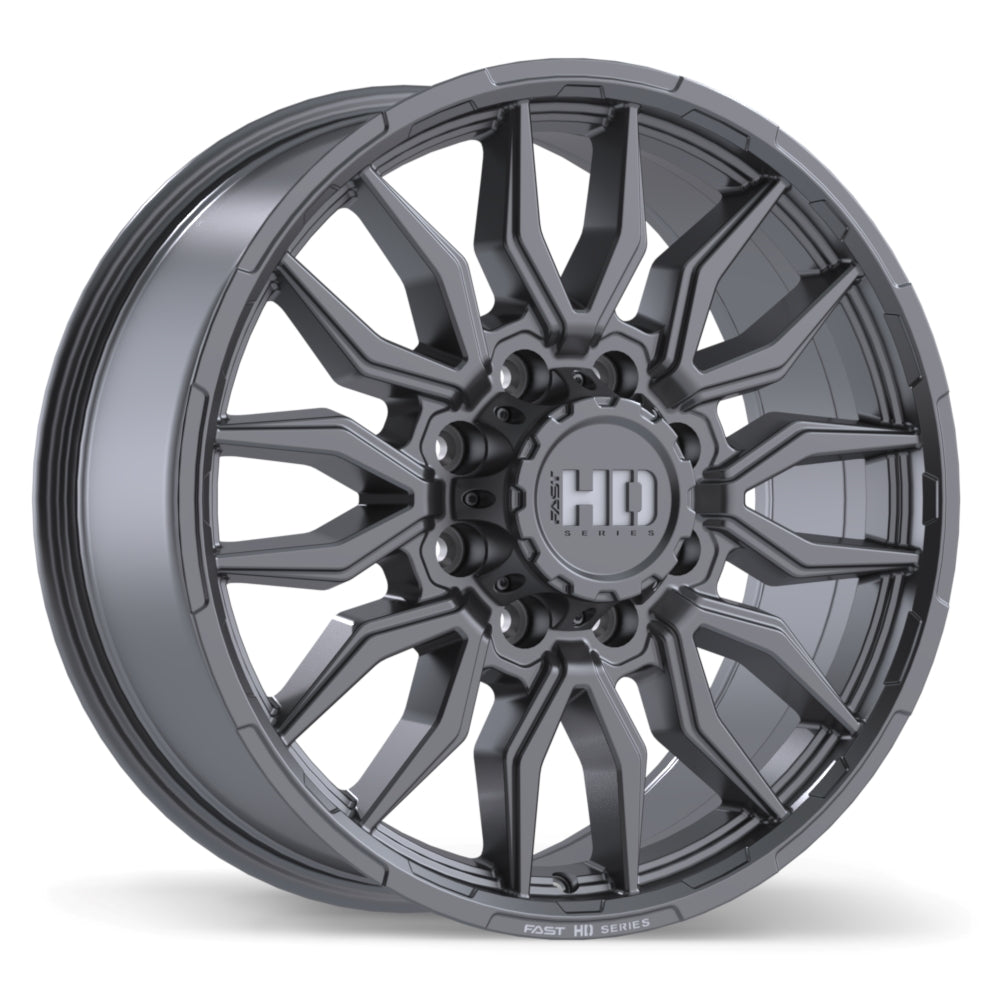 Fast HD Grit Satin Gunmetal with Milling 20x8.5 +47 8x180 124.4