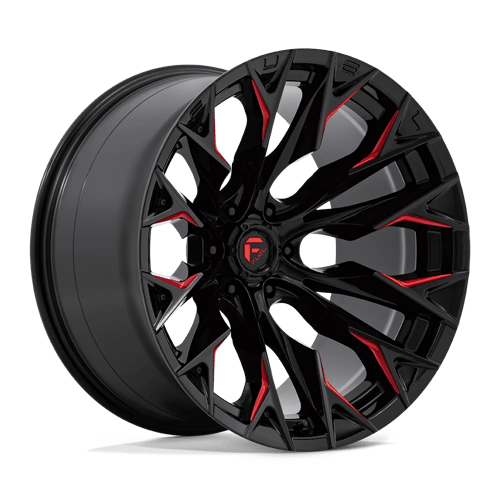Fuel D823 FLAME Gloss Black Milled W/ Candy Red 22x12 -44 6X135 87.1