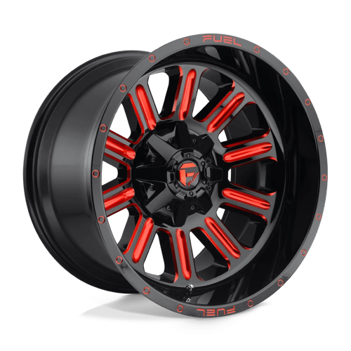 Fuel D621 HARDLINE Gloss Black Red Tinted Clear 20x12 -44 5X114.3/5X127 78.1