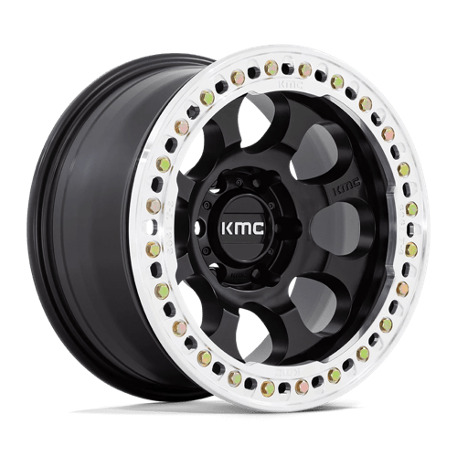 KMC KM237 RIOT BEADLOCK Satin Black W/ Machined Ring 17x8.5 +0 5X127 71.5