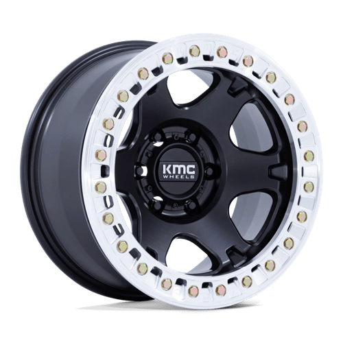 KMC KM238 VI BEADLOCK Satin Black W/ Machined Ring 17x9 -38 5X127 71.5