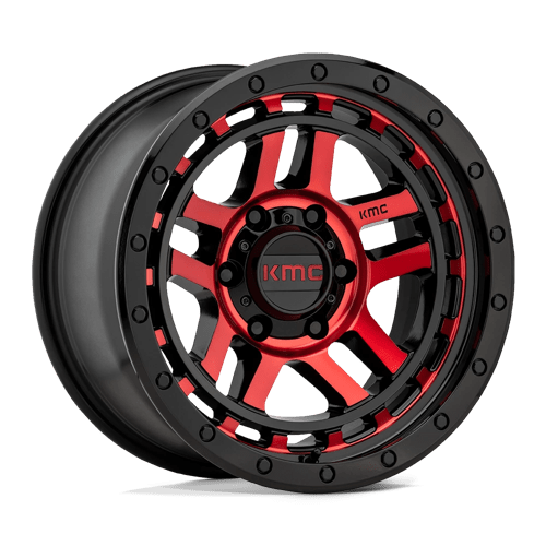 KMC KM540 RECON Gloss Black Machined W/ Red Tint 17x8.5 +18 6X139.7 106.25