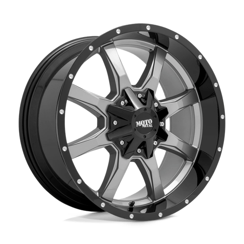 Moto Metal MO970 Gloss Gray Center W/ Gloss Black Lip 20x10 -24 8X180 124.2