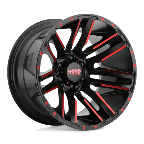 Moto Metal MO978 RAZOR Satin Black Machined W/ Red Clear Coat 20x10 -24 8X170 125.5