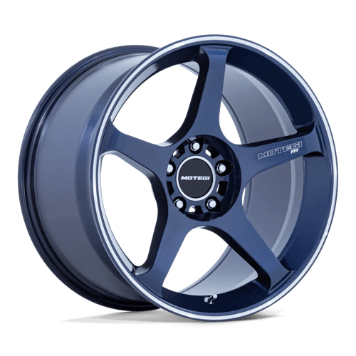 Motegi MR159 BATTLE V Obsidian Blue W/ Machined Lip Stripe 18x8.5 +35 5X120 74.1