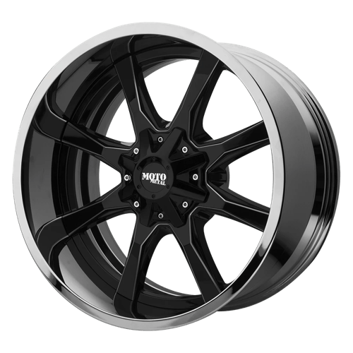 Moto Metal MO201 Gloss Black Milled Center W/ Chrome Lip 22x10 -18 5X127/5X139.7 78.3