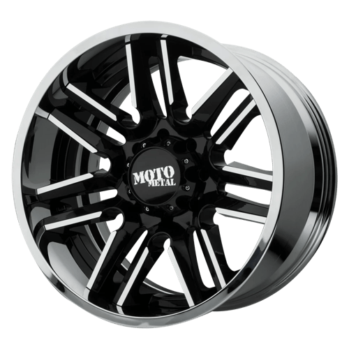 Moto Metal MO202 Gloss Black Machined Center W/ Chrome Lip 22x12 -44 6X139.7 106.25
