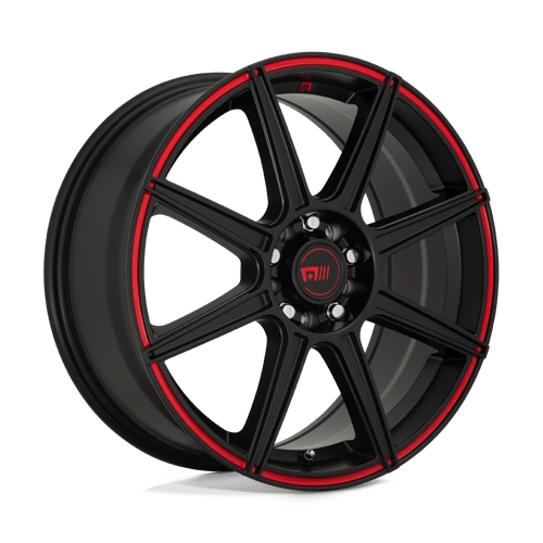 Motegi MR142 CS8 Satin Black W/ Red Stripe 17x7 +40 5X112/5X114.3 72.6