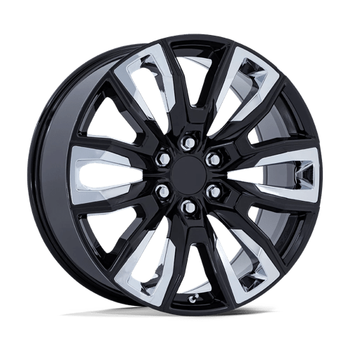 Performance Replicas PR225 Gloss Black W/ Chrome Accents 22x9 +28 6X139.7 78.1