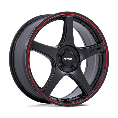 Petrol PE003 P2E Matte Black W/ Red Lip 17x8 +40 5X108/5X114.3 72.56