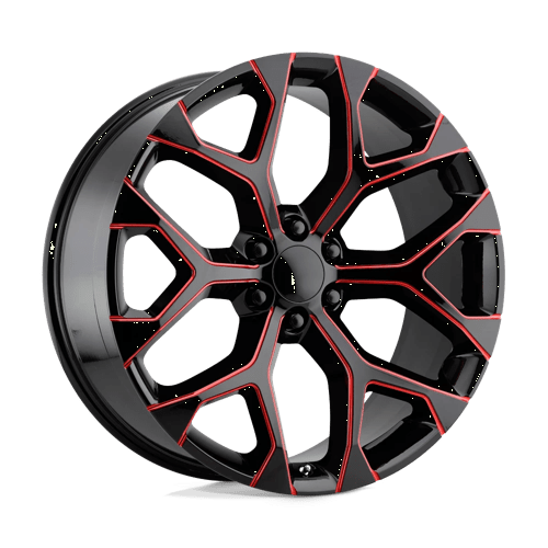 Performance Replicas PR176 Gloss Black Red Milled 22x9 +24 6X139.7 78.1