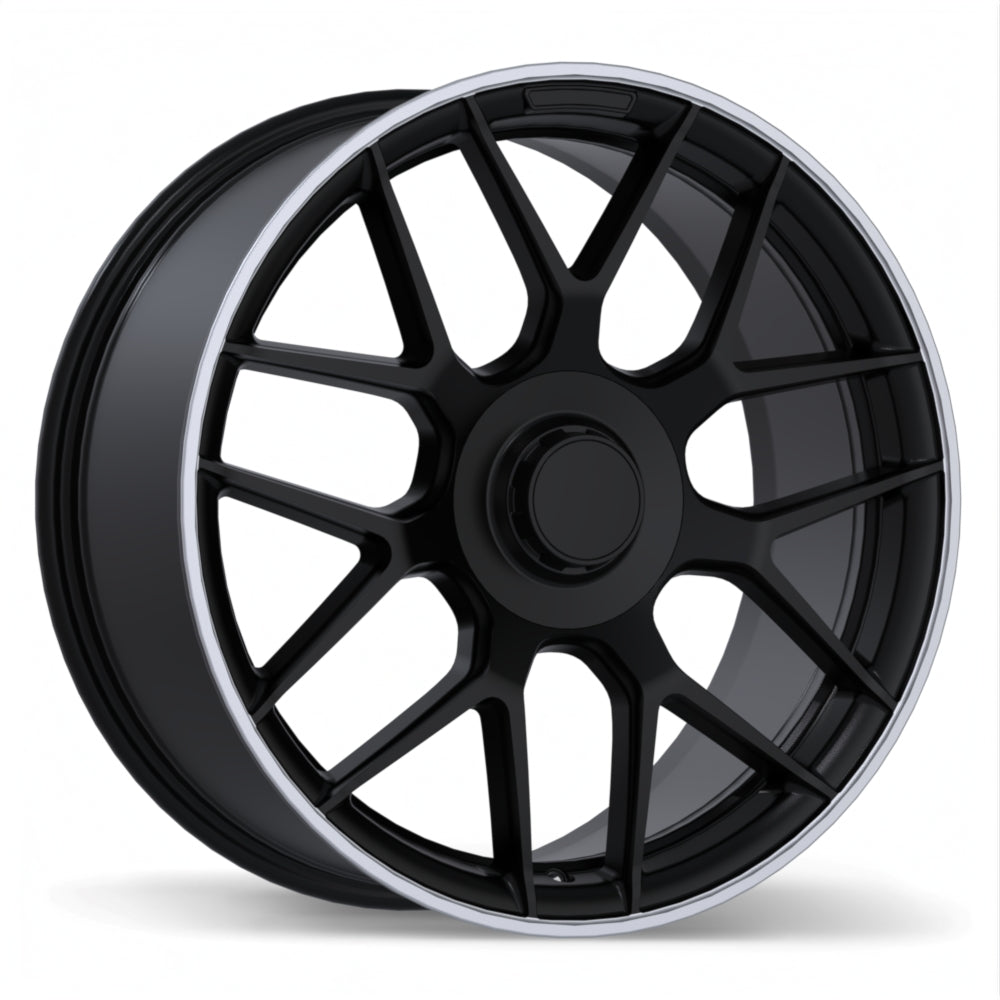 Replika R272 Satin Black with Machined Lip 20x8.5 +48 5x112 66.5