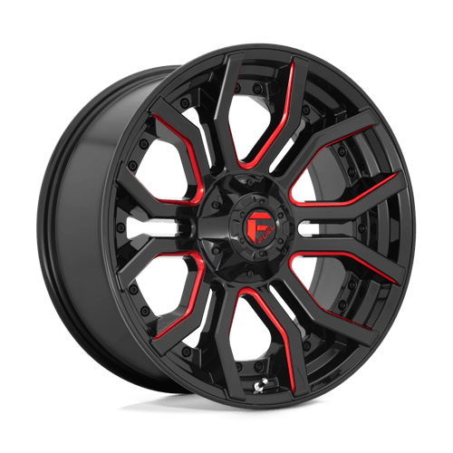 Fuel D712 RAGE Gloss Black Red Tinted Clear 24x12 -44 8X165.1 125.2