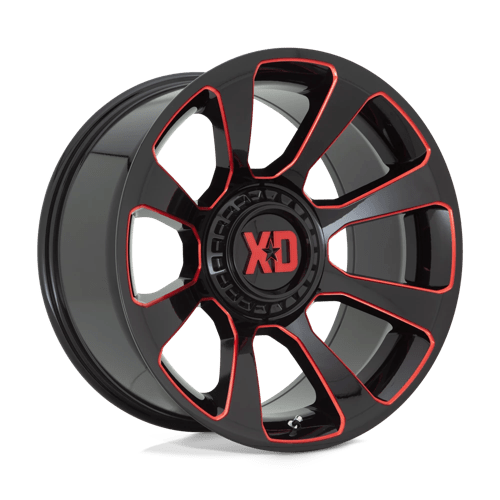 XD XD854 REACTOR Gloss Black Milled W/ Red Tint 20x10 -18 6X135/6X139.7 106.1