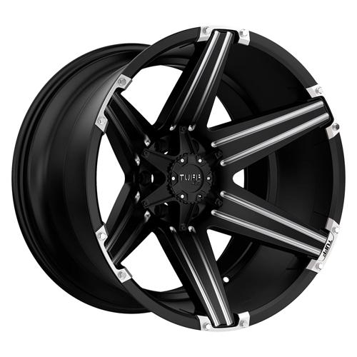 Tuff T12 Satin Black W/ Milled Spokes 24x11 -45 6X139.7 108