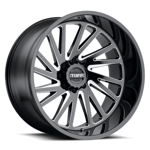 Tuff T2A Gloss Black W/ Milled Spokes 24x14 -72 6X135 87.1