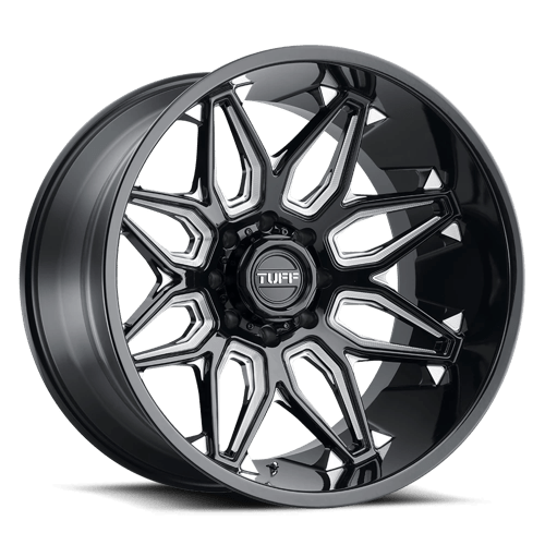 Tuff T3B Gloss Black W/ Milled Spokes 22x12 -45 5X127 71.5