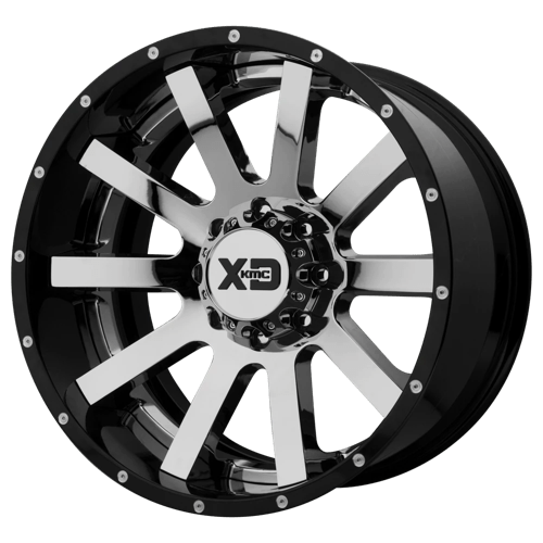 XD XD200 HEIST Chrome Center W/ Gloss Black Milled Lip 22x12 -44 5X127 72.6