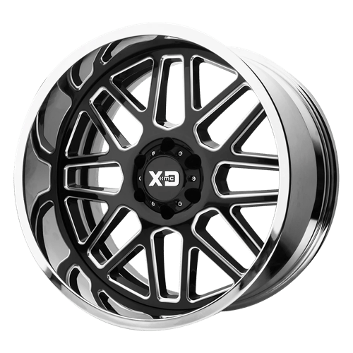 XD XD201 GRENADE Gloss Black Milled Center W/ Chrome Lip 22x12 -44 6X135 87.1