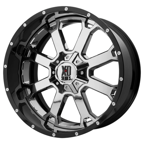 XD XD202 BUCK 25 Chrome Center W/ Gloss Black Milled Lip 20x10 -18 6X135 87.1