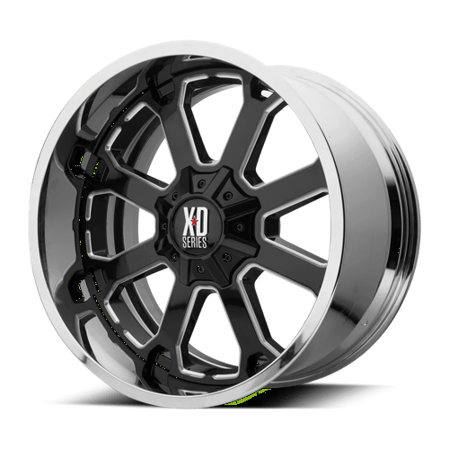 XD XD202 BUCK 25 Gloss Black Milled Center W/ Chrome Lip 20x12 -44 5X127/5X139.7 78.3