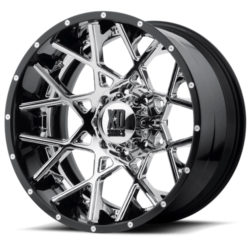 XD XD203 CHOPSTIX Chrome Center W/ Gloss Black Milled Lip 22x10 -18 8X180 124.2