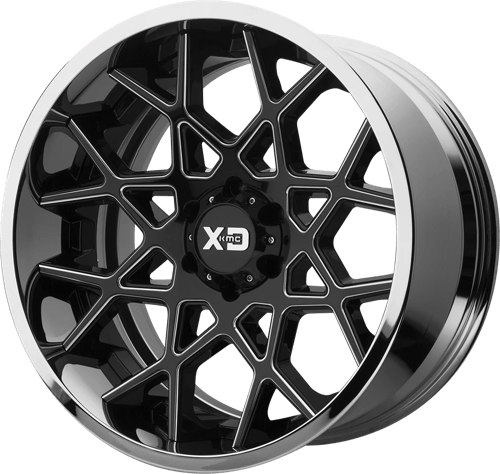 XD XD203 CHOPSTIX Gloss Black Milled Center W/ Chrome Lip 22x12 -44 5X127 72.6