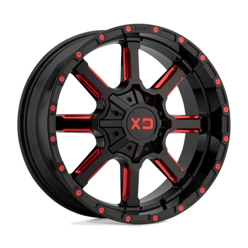XD XD838 MAMMOTH Gloss Black Milled W/ Red Tint 22x10 -18 8X180 124.2